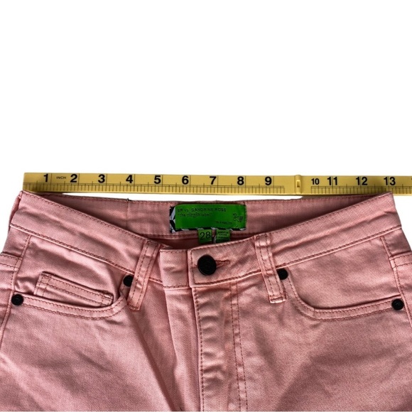 NWT Free People X Sandrine Rose Super Flare Denim Jeans Petal Pink - Picture 5 of 13